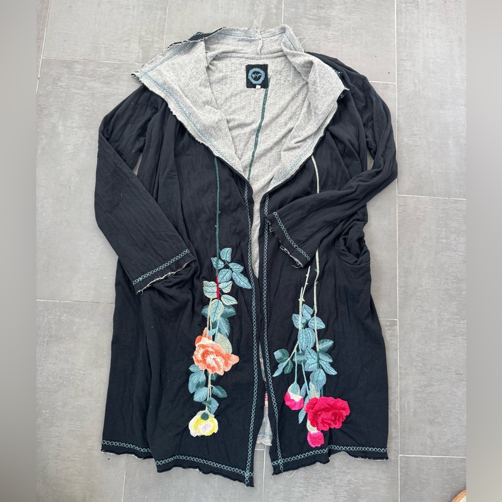 Biya Johnny Was Floral Embroidered Blue Coat